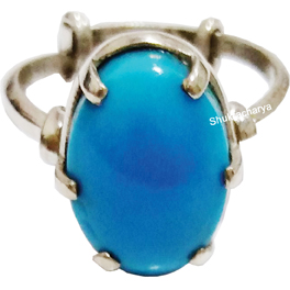 Natural Firoza (Turquoise); Silver Ring; Original & Certified